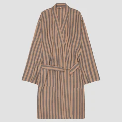 Blue & Porcini Striped Linen Robe