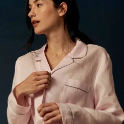 Blush Pink Linen Pajama Shirt (Top Only)