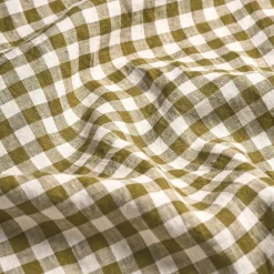 Botanical Green Gingham Linen Blend Fitted Sheet