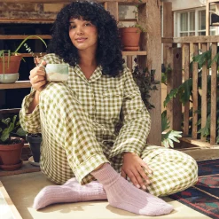 Botanical Green Gingham Linen Pajama pants