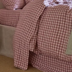Elderberry Gingham 100% Linen Flat Sheet