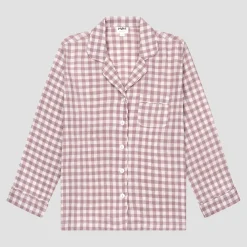Elderberry Gingham Linen Women's Pajama Shirt