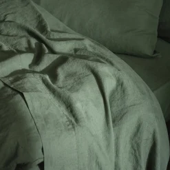 Elm Green Linen Blend Flat Sheet