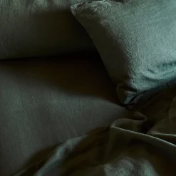 Fern Green Linen Blend Fitted Sheet