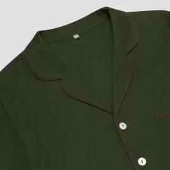 Fern Green Linen Tencel Men's Pajama Shirt
