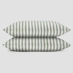 Fern Green Pembroke Stripe Linen Blend Pillowcase (Pair)