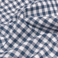 Indigo Small Gingham Cotton Flat Sheet