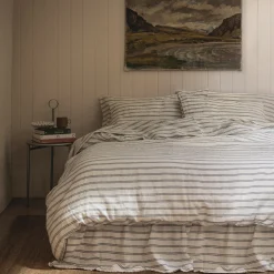Ivory Kemptown Stripe Linen Blend Duvet Cover