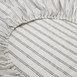 Ivory Kemptown Stripe Linen Blend Fitted Sheet