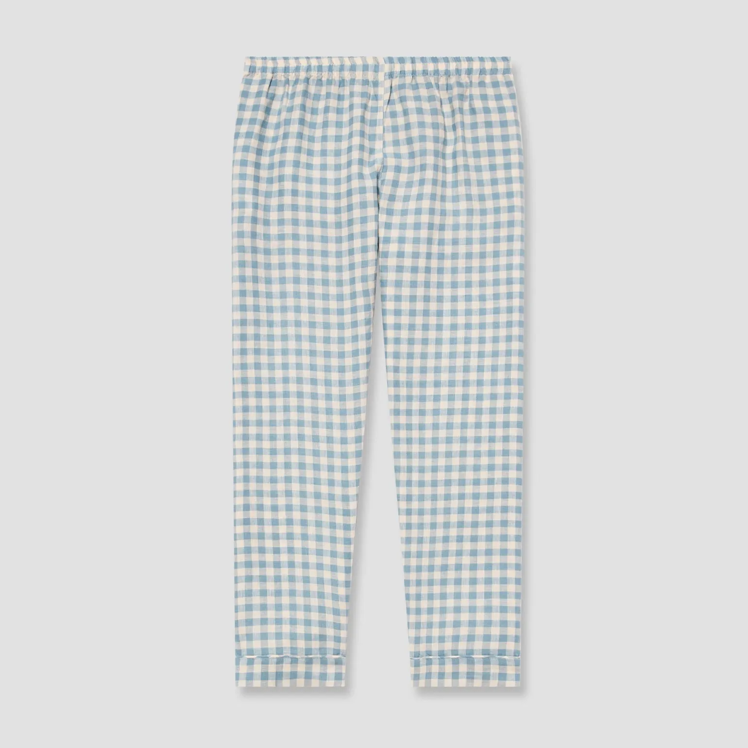 Men's Warm Blue Gingham Linen Pajama Pants