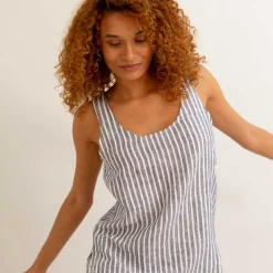 Midnight Stripe Linen Cami Top