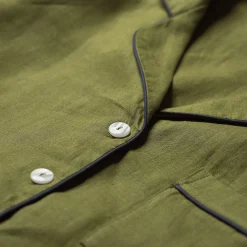 Moss Plain Linen Pajama Shorts Set