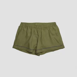 Moss Plain Linen Pajama Shorts Set