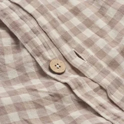 Mushroom Gingham Linen Blend Duvet Cover