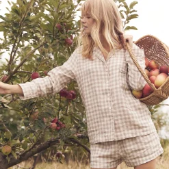 Mushroom Gingham Pajama Shorts Set