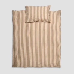 Ochre Seersucker Kids Stripe Cotton Bedding Set