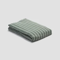 Pine Green Pembroke Stripe Linen Blend Flat Sheet