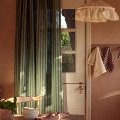 Pine Green Pembroke Stripe Linen Blend Curtains (Pair)