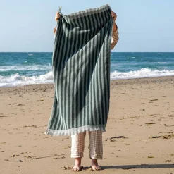 Pine Green Pembroke Stripe Cotton Towels