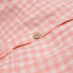 Pink Bloom Gingham 100% Linen Duvet Cover
