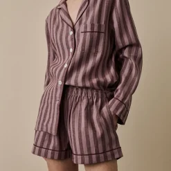 Port & Woodrose Striped Linen Pajama Shorts