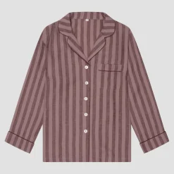 Port Woodrose Striped Linen Tencel Men's Pajama Shirt