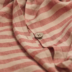 Sandstone Red Pembroke Stripe Linen Blend Duvet Cover