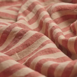 Sandstone Red Stripe 100% Linen Flat Sheet