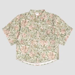 Soft Sage Honeysuckle Linen Women’s Pajama Shorts Set