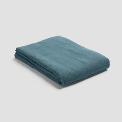 Teal Chambray Linen Blend Flat Sheet
