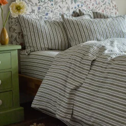 Thyme Somerley Stripe Linen Blend Flat Sheet