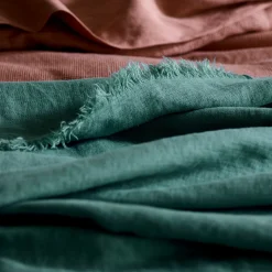 Tranquil Green Linen Crinkle Throw