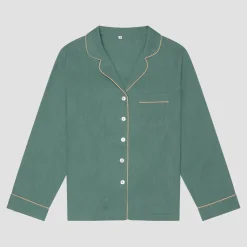 Tranquil Green Linen Pajama Shirt