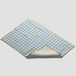 Warm Blue Gingham 100% Linen Placemat Set of 4