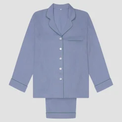Wave Blue Linen Pajama Set