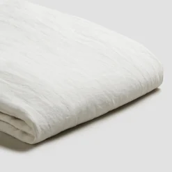 White Linen Blend Fitted Sheet